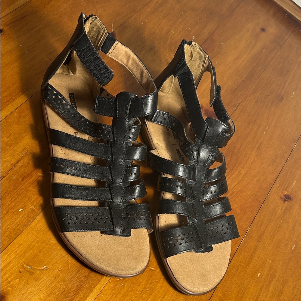 Clarks Black Strappy Gladiator-Style Sandals